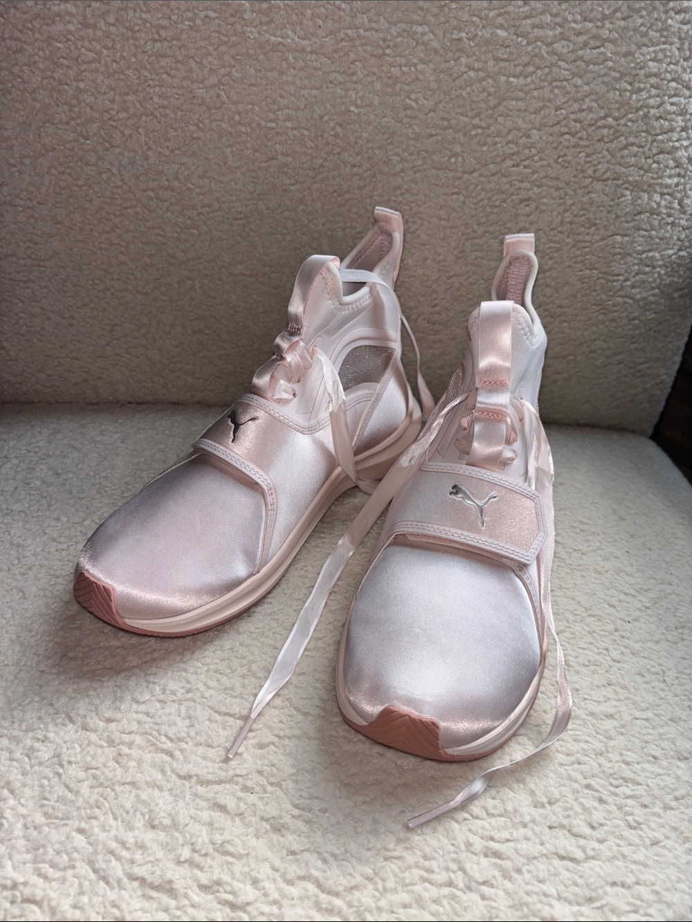 Puma Women's Baby Pink Satin Slip-On Sneakers, Limited Edition, NWT